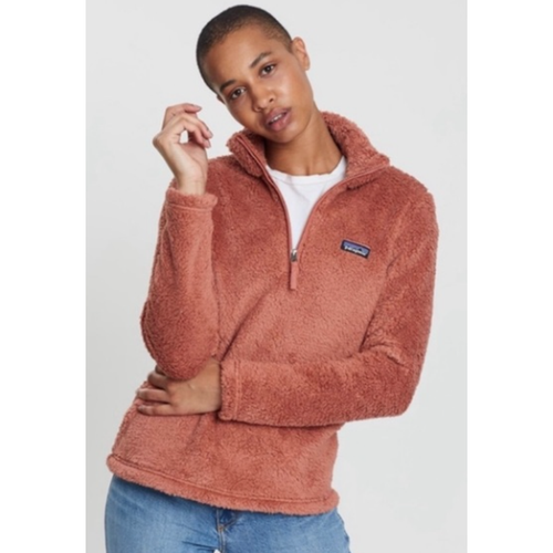 Zip Sherpa Fleece Pullover Brown 