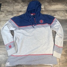 Spiderman Hoodie Youth XL Gray Blue Red Henley Sweatshirt Marvel Comics Mask