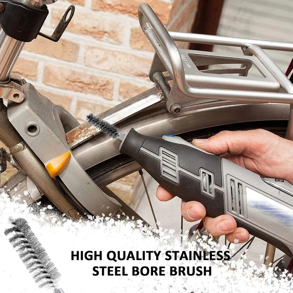 Cepillo de alambre de acero inoxidable 12 piezas vástago de 1/4" para limpieza de taladro eléctrico Foto 4 de 4
