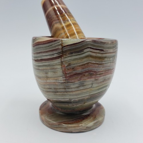 Onyx Marble Mortar and Pestle Natural Stone Greens Browns 3" - Bild 2 von 9