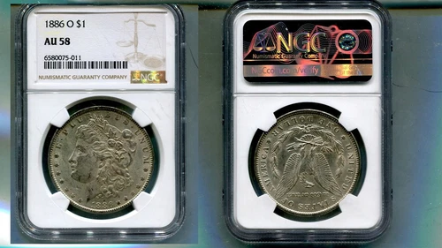 1886 O MORGAN SILVER DOLLAR NGC AU58 4812R