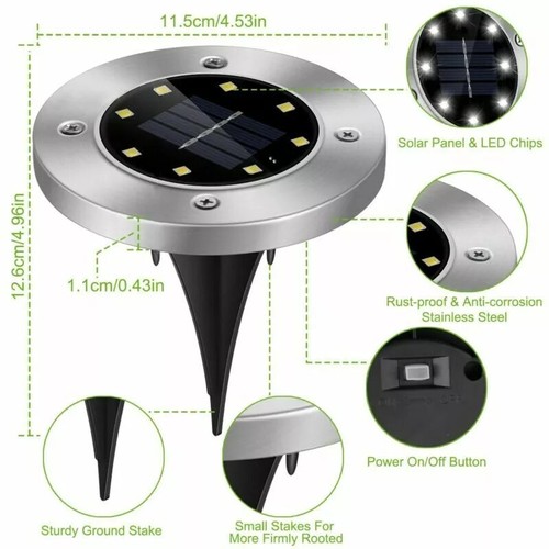 4PCS Solar Ground Lights 8-LED Outdoor Solar Lights Waterproof In-Ground Lights - Picture 2 of 10