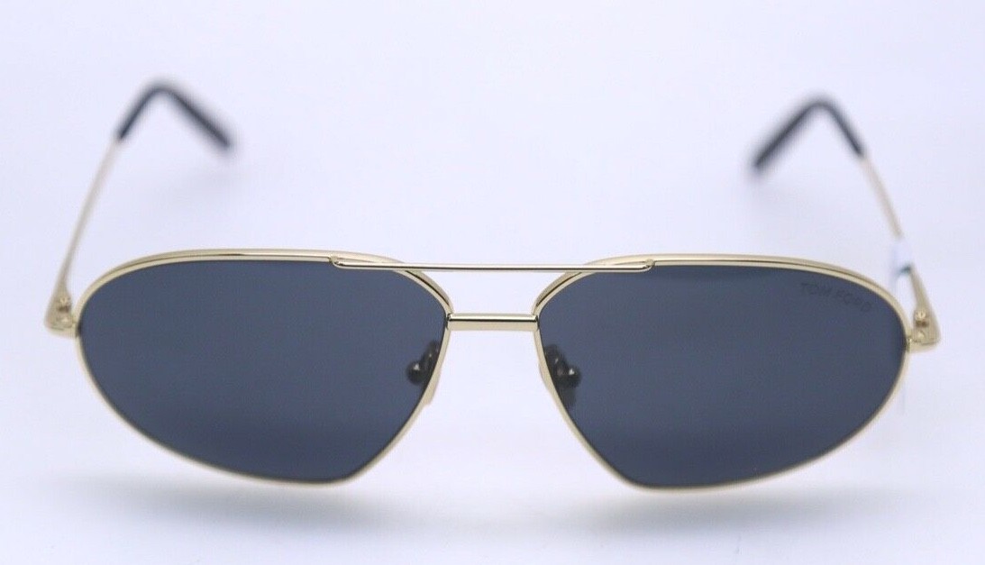 Tom Ford FT0771 TF 771 30A BRADFORD Gold Frame Blue Grey Aviator