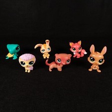 Littlest Pet Shop LPS - Hedgehog Ferret Kangaroo Turtle Bunny Fox - 6 Piece Lot