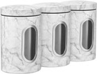NEW- Set of 3 - Aluminum Food Storage - Large - White & Black Marble Look — photo 1