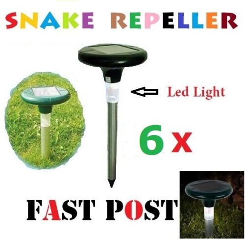 6 X Snake Repeller Solar Powered Panel LED Light Pest Multi Pulse Energiser - Picture 1 of 3