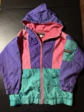 Vintage Red Pepper Vintage Color Block Windbreaker Jacket Kids m 10/12
