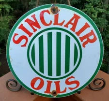 VINTAGE SINCLAIR GASOLINE PORCELAIN GAS SERVICE STATION PUMP PLATE OIL AD SIGN