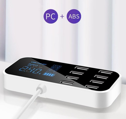 Car Charger 8-Port USB fast charging LCD Display Adapter USB Hub for phone/ipad - Photo 2 sur 13