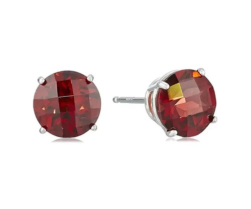 10k White Gold Plated 2 Carat Round Created Garnet CZ Stud Earrings - 第 1/1 張圖片