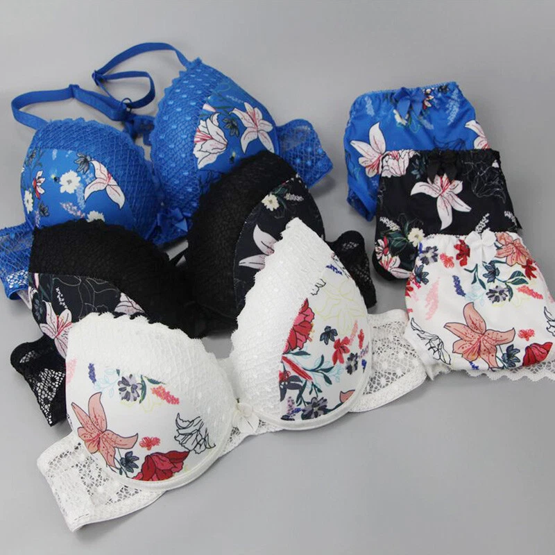 Sexy conjunto de sujetador de encaje lencería push up sujetador y bragas conjuntos de bragas con aros para damas Foto 2 de 4