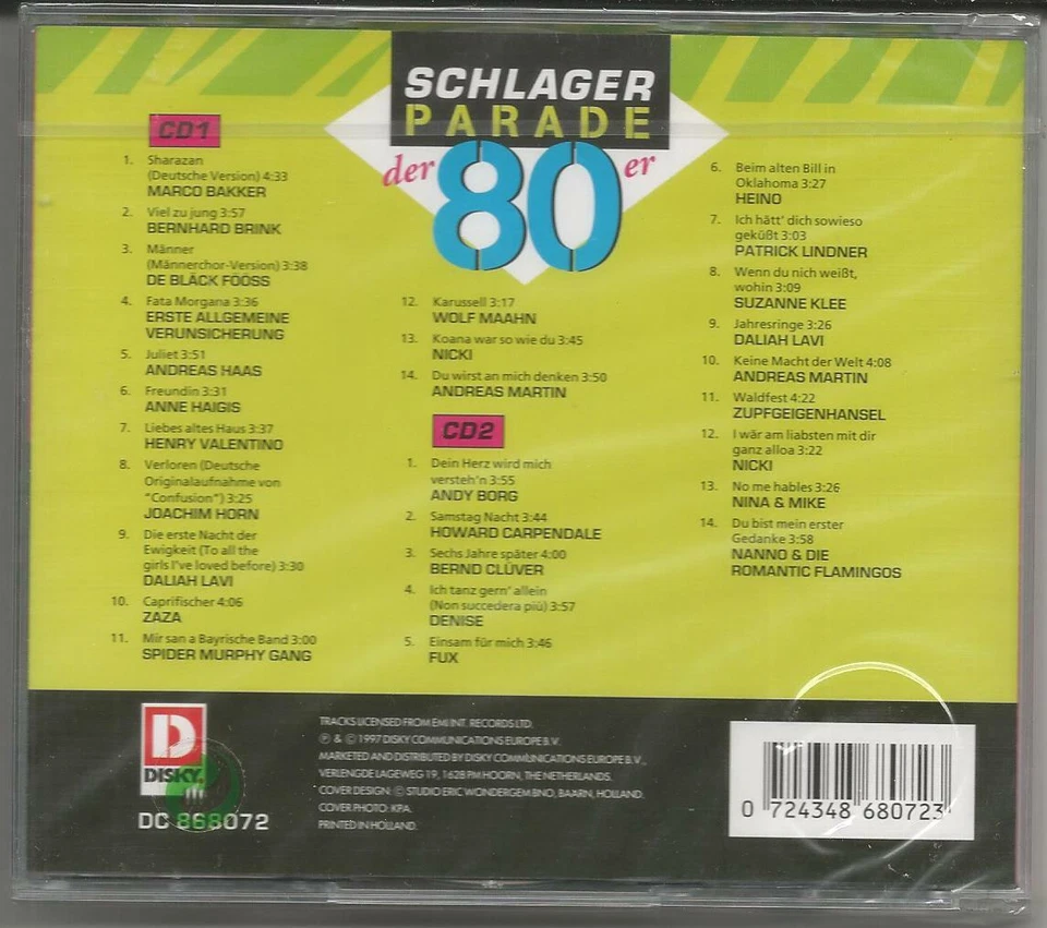 Schlagerparade der 80er - 2 CDs NEU & OVP - Denise/Nicki/Bernd Clüver/Heino - Bild 2 von 2