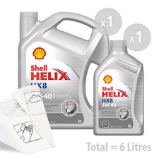 Car Engine Oil Service Kit / Pack 6 LITRES Shell Helix HX8 ECT C35W-40 5W40 6L