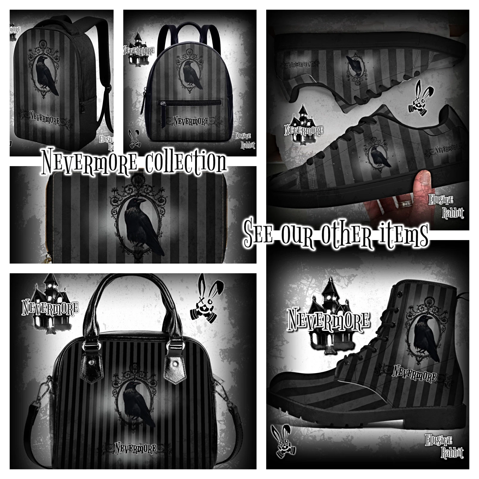 Nevermore Black Canvas Boots Women Wednesday Addams Flat Shoes