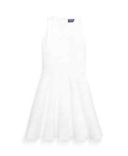 NWD Polo Ralph Lauren White Big Girls Stretch Dobby Cross Back Dress 10 pau1521