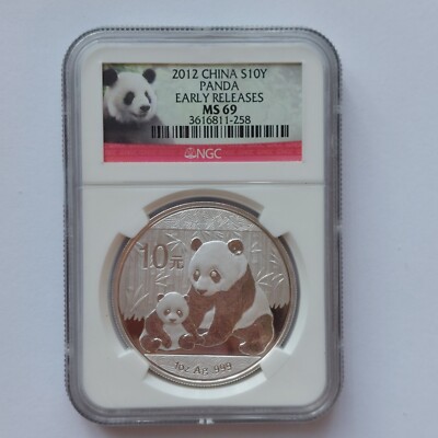 2012 China S10Y 1 Oz .999 Silver Panda Early Releases NGC MS69
