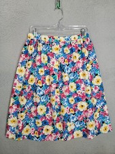 Vintage Floral Skirt 14 ILGWU The Wyndham Collection Bold Multicolor