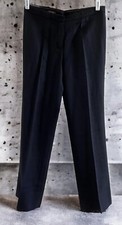 Escada Black Dress Pant Pleated Straight Leg Wool Blend Size 33 US 4 Read