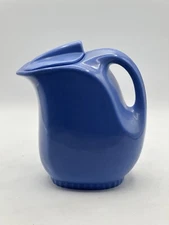 Vintage Pitcher Blue Ice Lip With Lid By Hall China Co 5118 For Montgomery Ward
