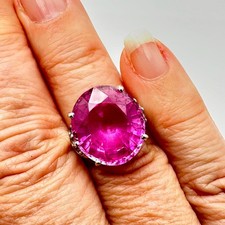 Pink Sapphire Sterling Silver Statement Ring Size 6.5 Weight 5 Grams