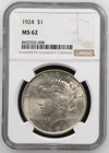 1924 Peace silver dollar NGC MS 62