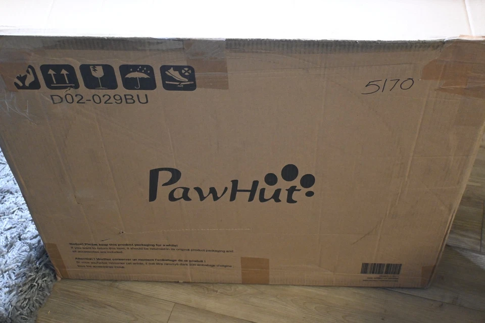 Casa de mimbre para perros PawHut exterior con dosel, cama de ratán para perros azul Foto 3 de 4