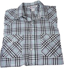 VTG USA Made Cowboy Western Plaid Flannel Pearl Snap Long Sleeve Shirt Mens L