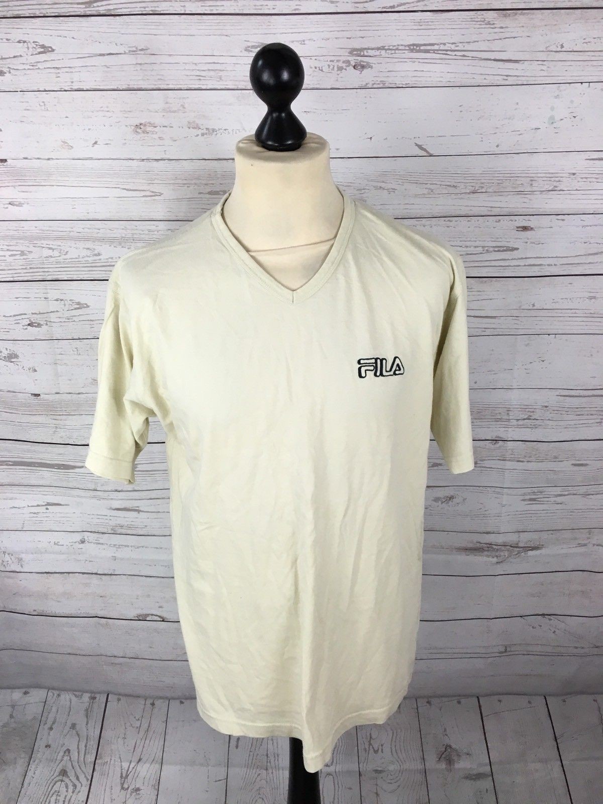 T Shirt FILA RETRO Taglia Media Beige Ottime Condizioni Uomo