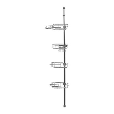 Shower Corner Caddy Tension Pole, 42'' to 114'' High, Multi-Functional Shower Tens