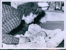 1953 East German Mother Diapers Her Baby At West Berlin Camp Refugees 7X9 Photo