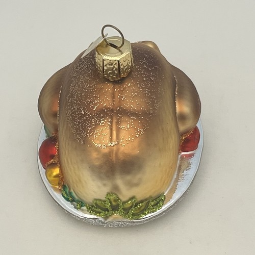 Antiguo Mundo Adorno de Navidad Vidrio Plato de Pavo Cena Brillo Acentos - Imagen 6 de 19