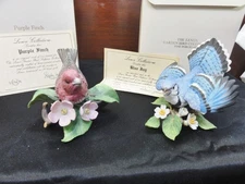 VTG Lenox Garden Birds Collection Fine Porcelain Figures PURPLE FINCH BLUE JAY