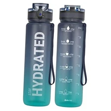  Water Bottle, 32/25/17oz Durable and Leakproof Water 33.8 Ounces Deep Sea