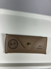 Ray-Ban Leather 1971 Square Snap Hard Body Eyeglass Case Felt Lined Authentic