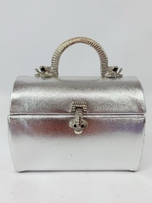 Vintage Arnold Scaasi for Meyers Silver W/ Metal Dragons Evening Handbag Formal