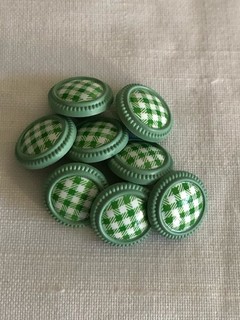 Mixed Lot Of Round Green & White Check Shank Buttons X 8 New