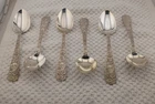 Six Antique S.Kirk & Son Sterling Silver Repousse Teaspoons 185.6 Grams
