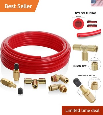 Durable Nylon Air Line & Brass Schrader Valves - Easy Installation for Vehicles
