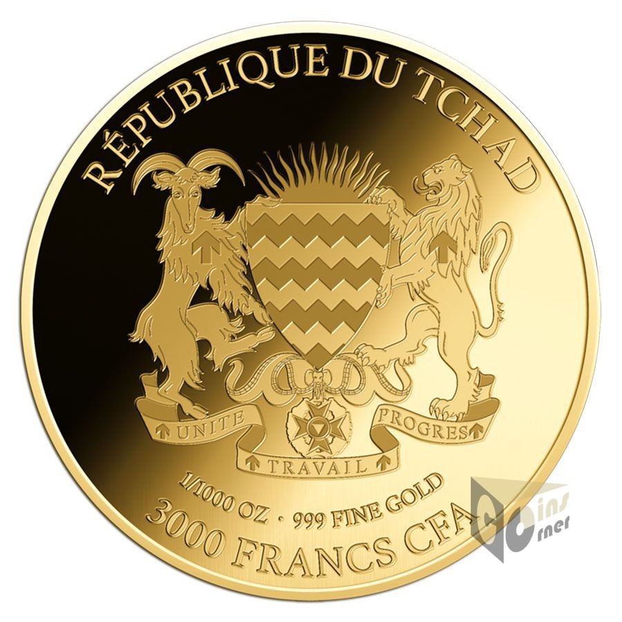 【チャド】1/1000オンス 999 純金 3000 CFAフラン キャット金貨 Aquarius Zodiac Sign Coin Card 1/1000 Oz 999 Gold Coin 3000 Francs