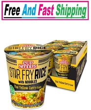 Nissin Cup Noodles Stir Fry Rice with Noodles, Thai Yellow Curry, 2.61 Ounce (Pa