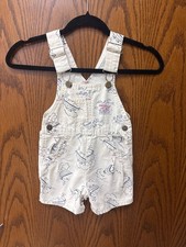 Vintage Oshkosh Boats Ships Sailboats Nautical Overalls Shorts Vestbak USA 3T