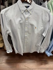NWT Polo Ralph Lauren Blue White STRIPED Long Sleeve SLIM Fit Oxford Shirt