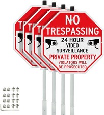 T R Large No Trespassing Private Property Sign Medium Signage, Red - 4 Pack