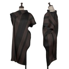 PLEATS PLEASE Asymmetry Stripe Dress Size 5 K-155763 