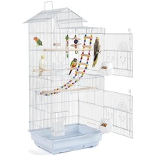 Spacious White Bird Cage for Small Birds - Perfect for Cockatiels  Lovebirds