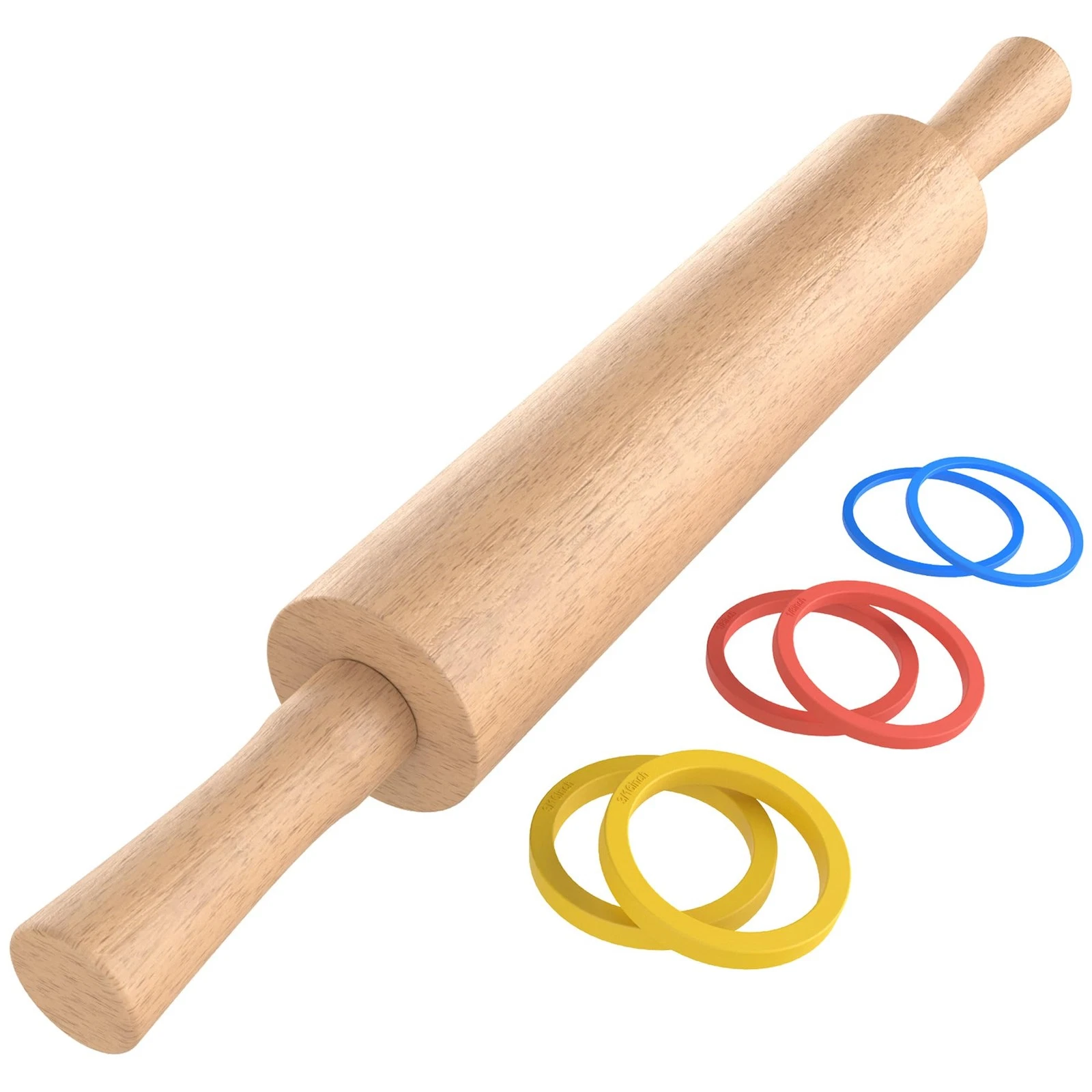 Wooden Rolling Pin with Handle for Fondant, Pizza, Pies, Cookies, Pastries, R...