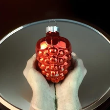 Vintage Shiny Brite Bumpy Glass Red Berry Ornament*U.S.A.* 2.15”H*