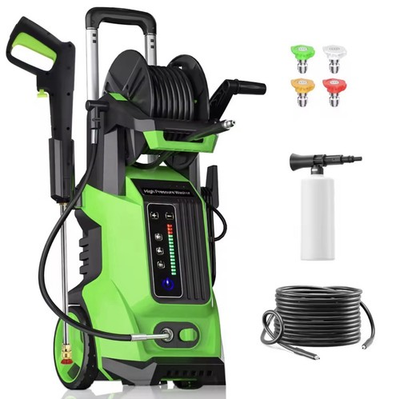 #ad Electric Pressure Washer Wheel Mounted Touch Screen 20ft Hose 4 Nozzles Foam Bo… $158.01