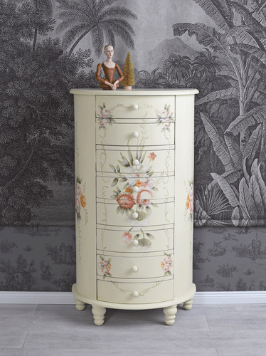 Kommode Antik Kommodenschrank Landhausstil Holzkommode Rosen Wäschekommode Retro - Bild 7 von 8