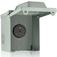 WELLUCK 30A TT-30R RV Power Outlet Box Lockable Weatherproof 125V Temp Hookup